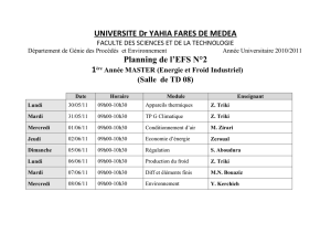 UNIVERSITE Dr YAHIA FARES DE MEDEA FACULTE DES