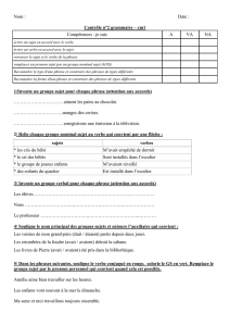 Nom : Date : Contrôle n°2 grammaire – cm1 Compétences : je sais A