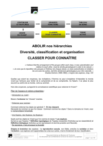 ABOLIR nos hiérarchies Diversité, classification et organisation