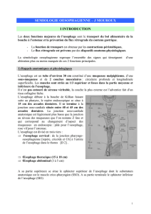 SEMIOLOGIE OESOPHAGIENNE – J MOUROUX I INTRODUCTION