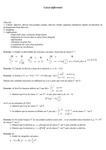 Calcul différentiel Objectifs 1- Calculs: dérivées, dérivée d`un produit