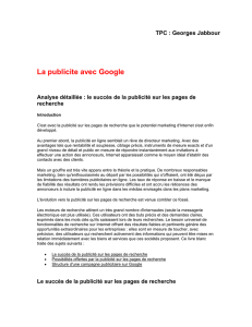 TPC : Georges Jabbour La publicite avec Google Analyse détaillée