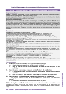 Partie I. Croissance économique et développement durable