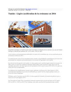 Tunisie : Légère accélération de la croissance en 2016 : Kapitalis