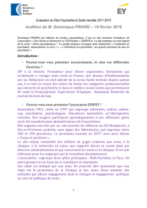 Evaluation du Plan Psychiatrie et Santé mentale 2011-2015