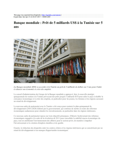 Banque mondiale : Prêt de 5 milliards US$ à la Tunisie
