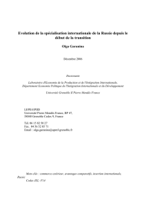1. Evolution de la spécialisation internationale de la Russie - Hal-SHS