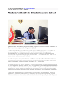 Abdelkefi avertit contre les difficultés financières de l`Etat : Kapitalis