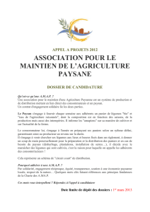APPEL A PROJETS 2012 ASSOCIATION POUR LE MAINTIEN DE L
