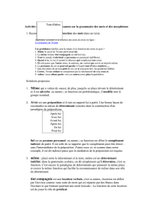 Préparation de l`examen sur la grammaire des mots