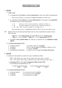 FONCTIONS COI / COS. LE COI 1.1. COD et COI. Le complément d