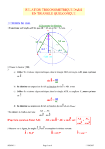 relation trigonometrique dans un triangle quelconque