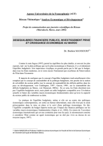 D&eacute;s&eacute;quilibres Financiers Publics, Investissement Priv&eacute; et