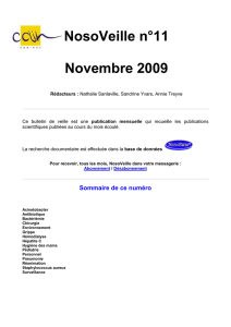 NosoVeille n°11 Novembre 2009 Rédacteurs : Nathalie Sanlaville