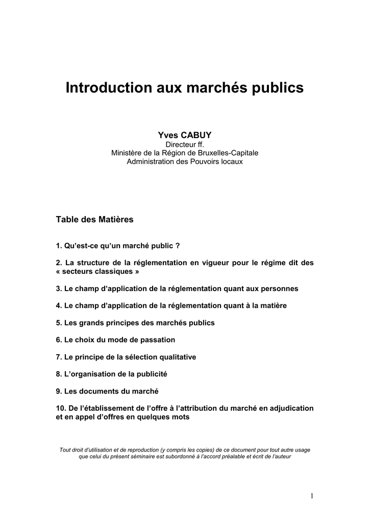 1 Qu Est Ce Qu Un Marche Public Region De Bruxelles