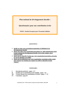 Questionnaire pour une contribution écrite