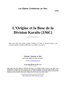 L`Origine et la Base de la Division Karaïte [156C]