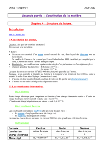 Chimie – Chapitre 4 2009-2010 Seconde partie : Constitution de la