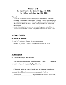 Thème 4 et 5 La classification des éléments (pp. 116