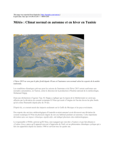 Météo : Climat normal en automne et en hiver en Tunisie : Kapitalis
