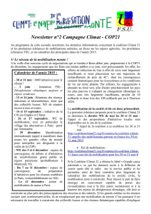 Newsletter n°2 Campagne Climat - COP21 Au programme de cette