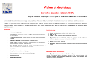 Vision et dépistage Convention Education Nationale/ASNAV Stage