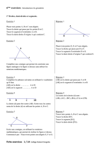 6ème exercices : Introduction à la géométrie 1° Droites, demi
