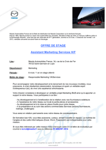 Mazda Automobiles France est la filiale de distribution de Mazda