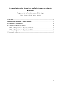 Chapitre de livre Tolérance et lymphocytes T régulateurs