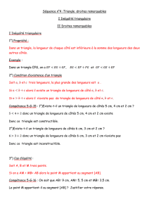 Séquence n°4 :Triangle :droites remarquables I Inégalité