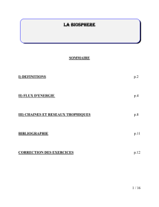 LA BIOSPHERE SOMMAIRE I) DEFINITIONS p.2 II) FLUX D