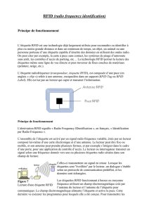 RFID (radio frequency identification) Principe de fonctionnement L
