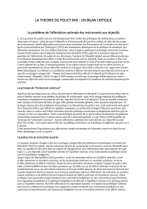 LA THEORIE DU POLICY MIX : UN BILAN CRITIQUE Le problème