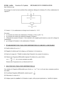 Exercice 2 Décharge d`un condensateur 5 pts