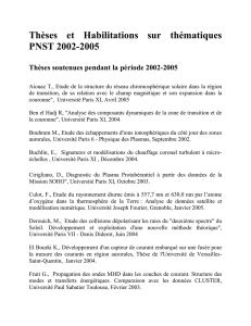 Thèses et Habilitations sur thématiques PNST 2002-2005
