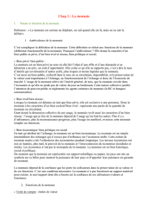 Chap 3 : La monnaie Nature et fonction de la monnaie Robinson