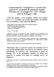 Construction du « rectangle d`or » à partir d`un angle de 72° et les