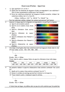 Exercices Etoiles - Spectres 1 1) Que signifient U.V. et I.R. ? 2