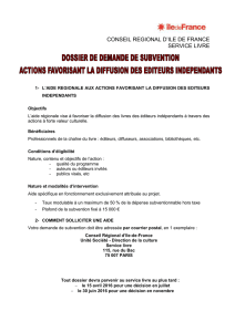 Dossier de demande de subvention - Région Île-de