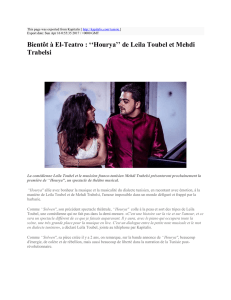 Bientôt à El-Teatro : ``Hourya`` de Leila Toubel et Mehdi