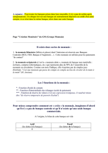 Page " Création Monétaire" du GM (Groupe Monnaie)