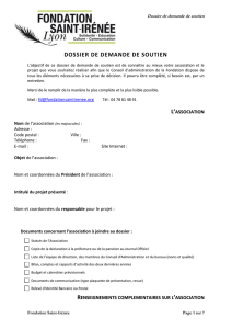 Dossier de demande de soutien DOSSIER DE DEMANDE DE