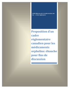 Proposition d`un cadre règlementaire canadien pour les
