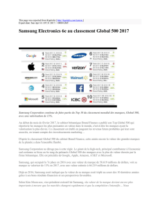Samsung Electronics 6e au classement Global 500 2017 : Kapitalis