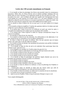 Lettre des 120 savants musulmans à Daesh,sept 2014