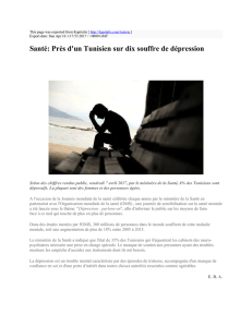 Santé: Près d`un Tunisien sur dix souffre de dépression : Kapitalis