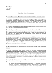 Hypothèses ( à tester) sur les aspects démo