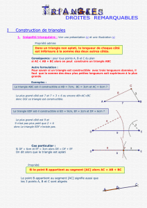 DROITES REMARQUABLES I Construction de triangles Inégalité