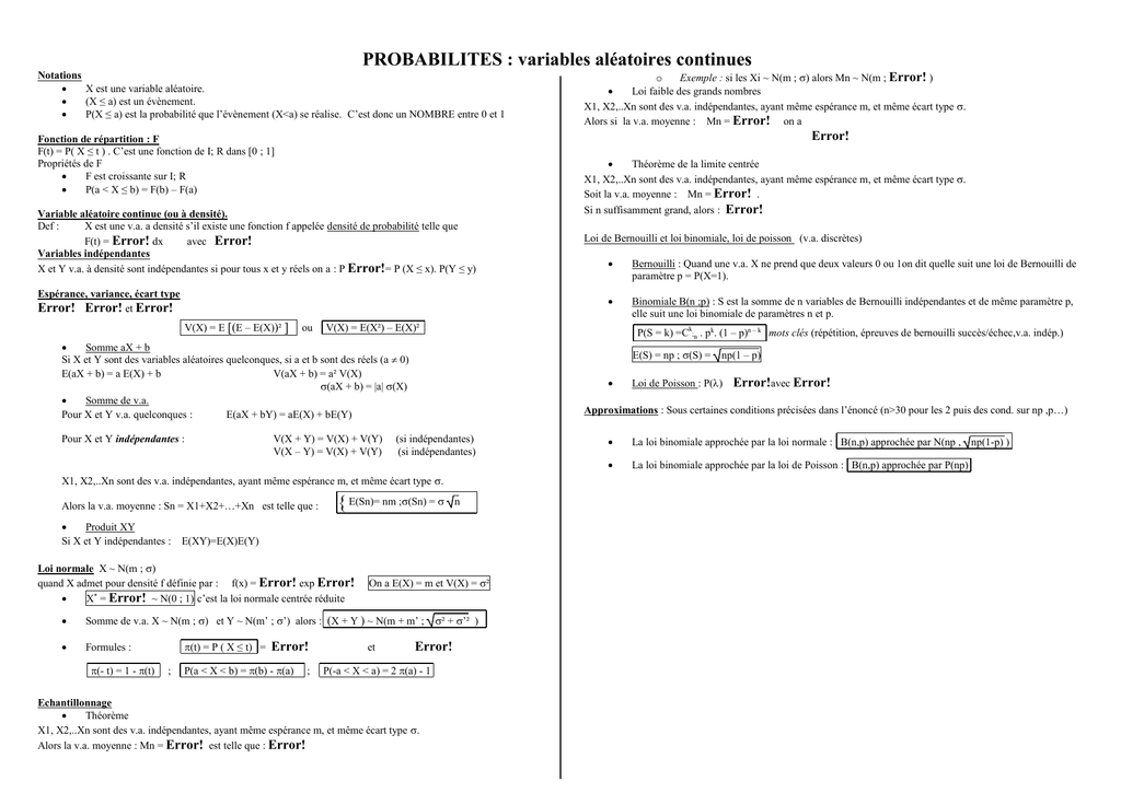 Probabilites Et Lois