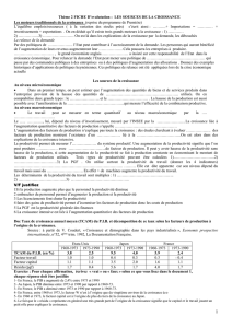 Thème 1 Chapitre 1 - LA CROISSANCE ECONOMIQUE